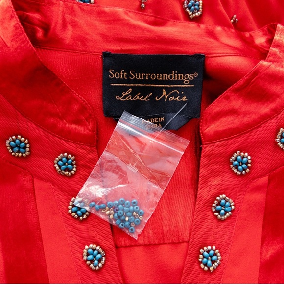 Soft Surroundings Label Noir Red Beaded Tunic Dress Size XL - Picture 7 of 13